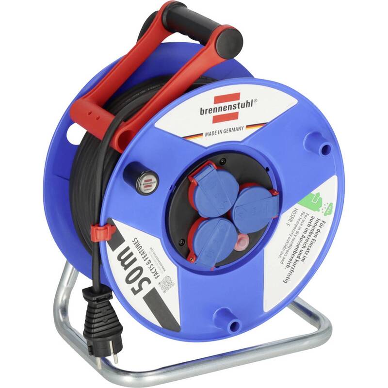 Brennenstuhl Kabeltrommel 50m Schutzkontakt-Stecker 3-fach IP44 Schwarz Rolle - 4007123012022