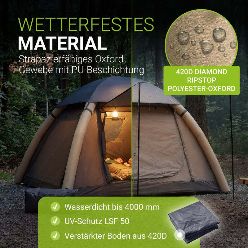 Campingzelt aufblasbar 1-3 Personen Luftzelt wasserdicht schnell aufbaubar Gr M - 4262437187686