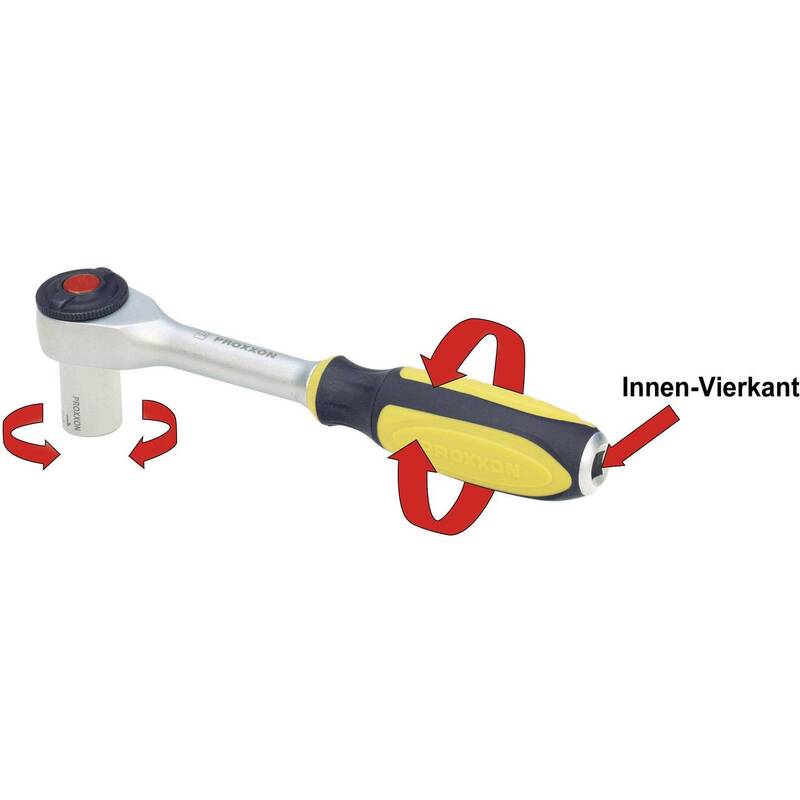 ROTARY-RATSCHE 1/4" 52 Zähne 180 mm PROXXON Umschaltknarre für enge Räume - 4006274230828