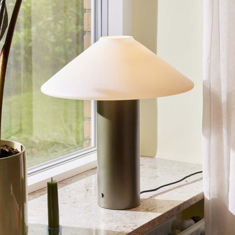 Hübsch Tischleuchte Lampe Orbit Dunkelgrün Weiß Eisen Glas Schalter Dimmbar - 5712772134153