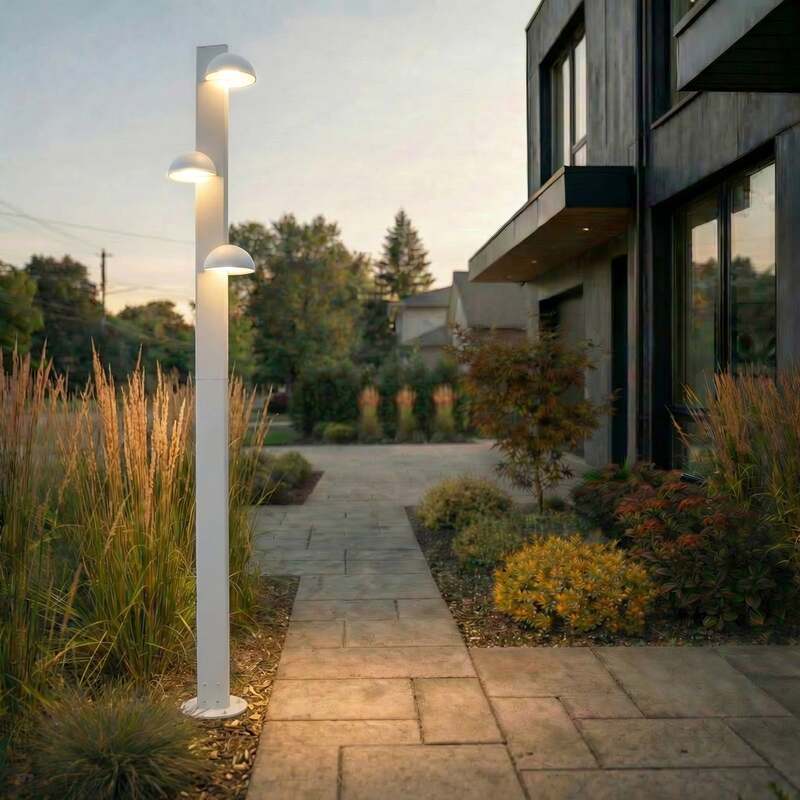 Lucande Außenleuchte Velira LED Gartenlampe 220cm hellgrau IP44 warmweiß 2700lm - 4255830907845