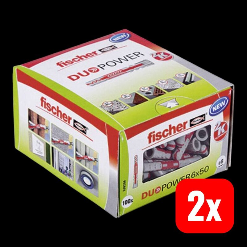 Fischer DUOPOWER 6x50 Komponenten Dübel Universaldübel Hohlraumdübel 100 St. - 4048962262179