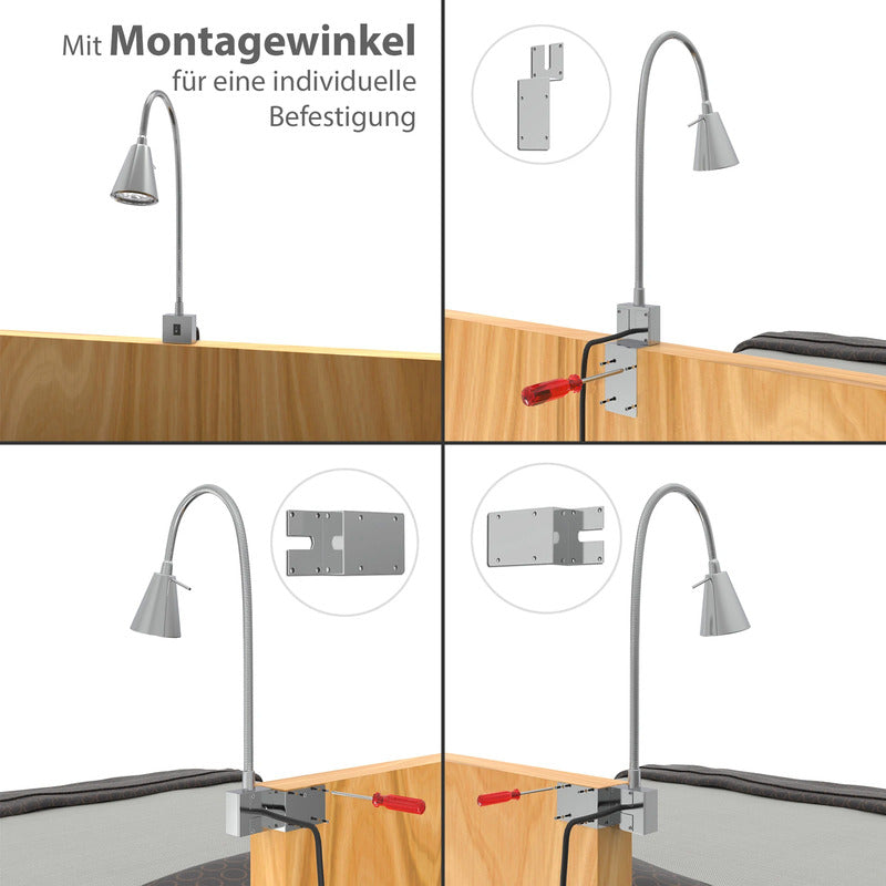 Briloner LED Wandleuchte Wandlampe Tuso Flexarm Nickel matt Leselampe - 4002707347132