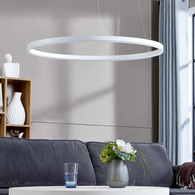 Arcchio Pendelleuchte Hängelampe LED Albiona Weiß Acryl Metall Baldachin 80cm22 - 4251911750454