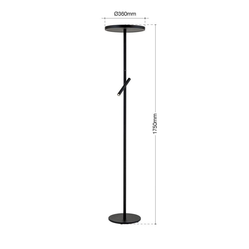 Stehleuchte Teide Leselampe LED schwarz Metall Dimmer 2700 K SIEHE TEXT/FOTO - 9003090281145