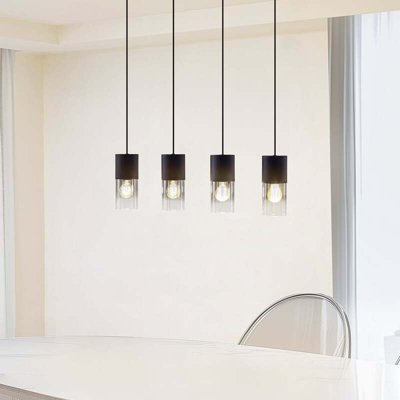Lindby Hängeleuchte Svante Hängelampe Deckenleuchte Lampe 4-flg schwarz Glas 85 - 4251911791556