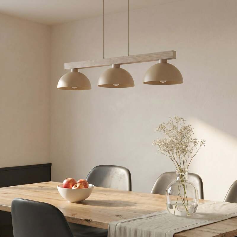 TK-Lighting Hängeleuchte Oslo sandfarben 3-flammig LED Pendelleuchte 118cm lang - 5906135110124