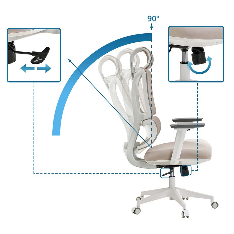 MyBuero Bürostuhl Schreibtischstuhl ERGOMY W Netzstoff Stoff Armlehnen Beige - 4064323130000