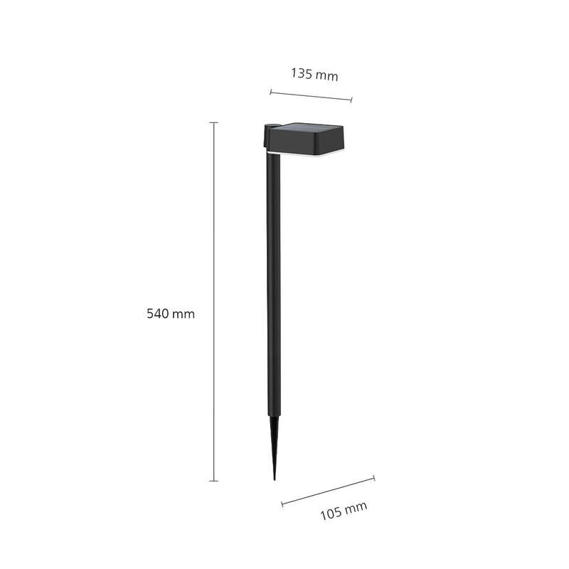 Philips LED-Solar-Erdspießleuchte Vynce schwarz 10,5x54 cm mit Tageslichtsensor - 8720169265684