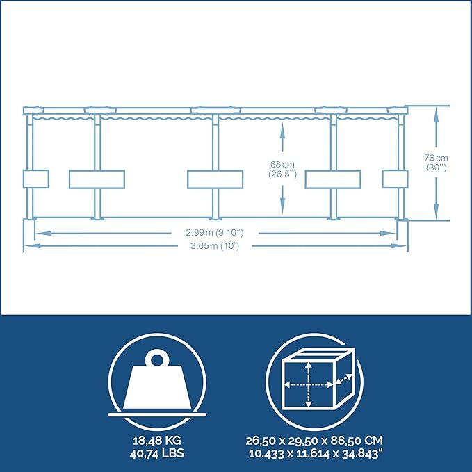 Bestway Steel Pro MAX Pool Ø 305 x 76 cm grau, 4678 L, ohne Pumpe - 6942138981797