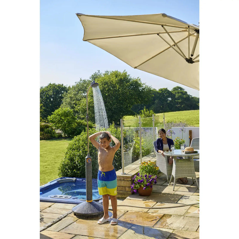 Hozelock Gartendusche 8l Metall Dusche 2m Warm- und Kaltwasseranschluss Camping - 5010646063982