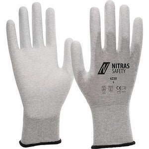 B-Ware NITRAS Handschuh Arbeitshandschuhe Antistatikhandschuh Größe 9 Grau Weiß 20 PAAR