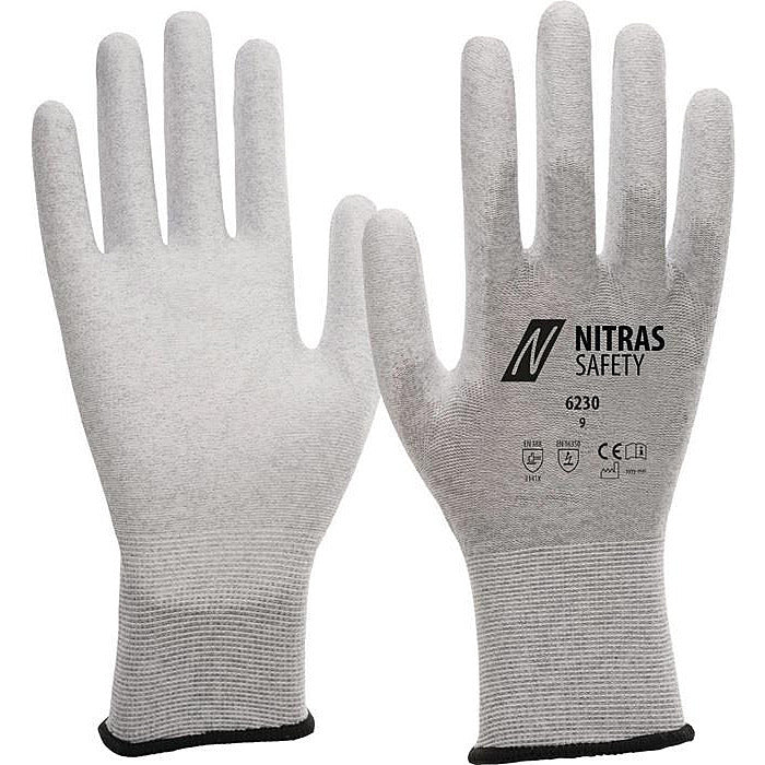 NITRAS Handschuh Arbeitshandschuhe Antistatikhandschuh Größe 9 Grau Weiß 20 PAAR - 4059904093799