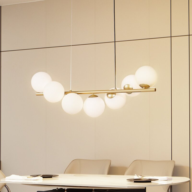 Lucande Hängeleuchte Isandro gold opal 7-flammig Deckenlampe Deckenleuchte Spot - 4251911786439