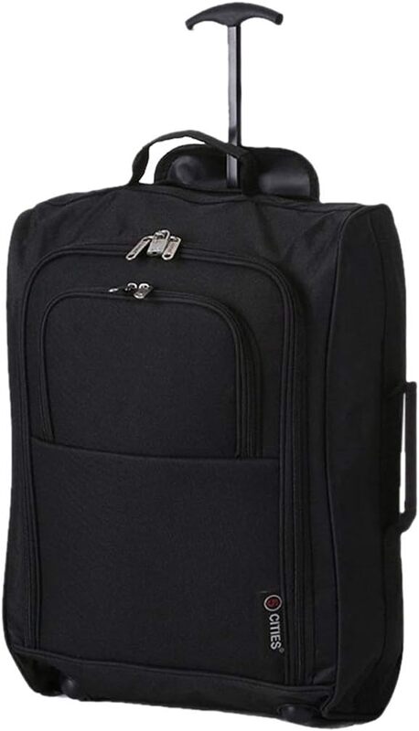 5 Cities Trolleytasche 55x35x20cm Schwarz für Kabine 42L 1,75kg leicht - 5038230167717