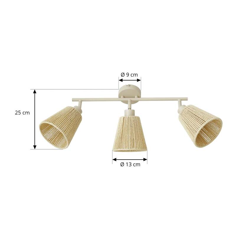 Lindby Deckenstrahler Anuva LED dimmbar 3-flammig beige Papier 72,5cm 13cm Licht - 4255830903700