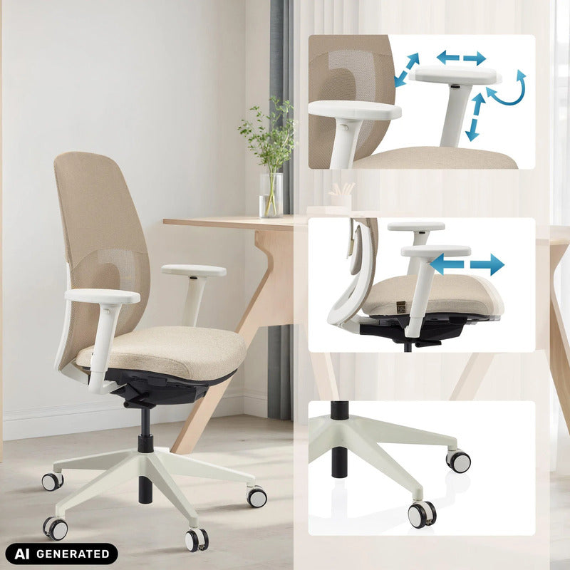 hjh OFFICE Bürostuhl Skandis Ergonomischer Schreibtischstuhl Beige mit Armlehnen - 4064323109273