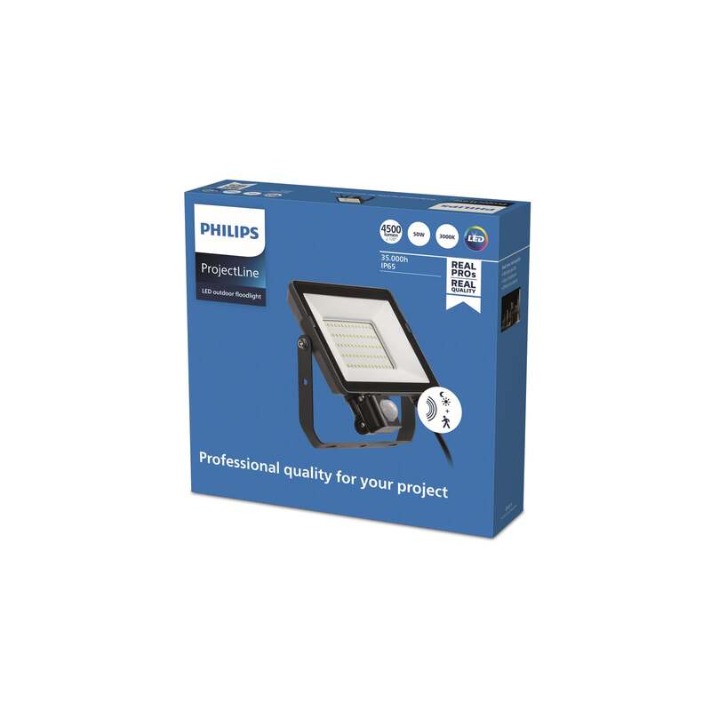 Philips Außenstrahler LED ProjectLine 50W Sensor 3000K Gartenleuchte schwarz - 8719514954434