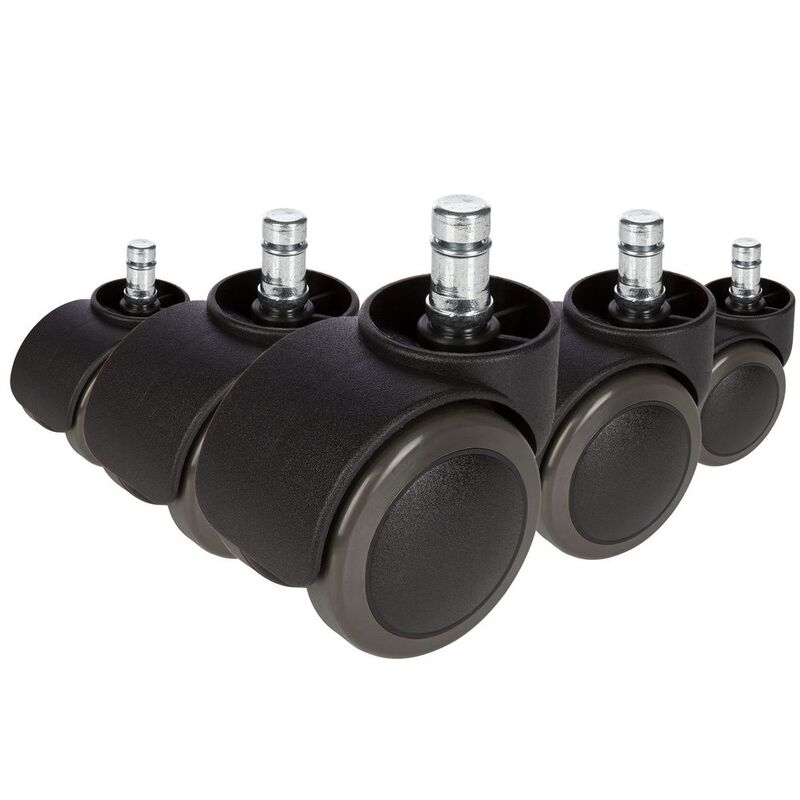hjh OFFICE 5x ROLO 10mm/50mm Hartböden Stuhlrollen Schwarz Rollen Drehstuhl Büro - 4260182540008