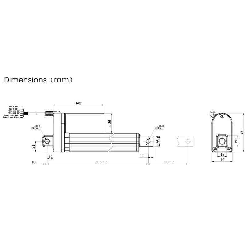 TRU COMPONENTS Elektrozylinder TC24-100-500P 24V DC 500N Hublänge 100mm Sensor - 4064161472058