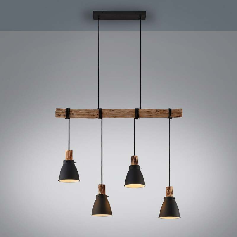Lindby Hängeleuchte Trebale LED Pendelleuchte dimmbar schwarz Holz 4-flammig - 4251096584059