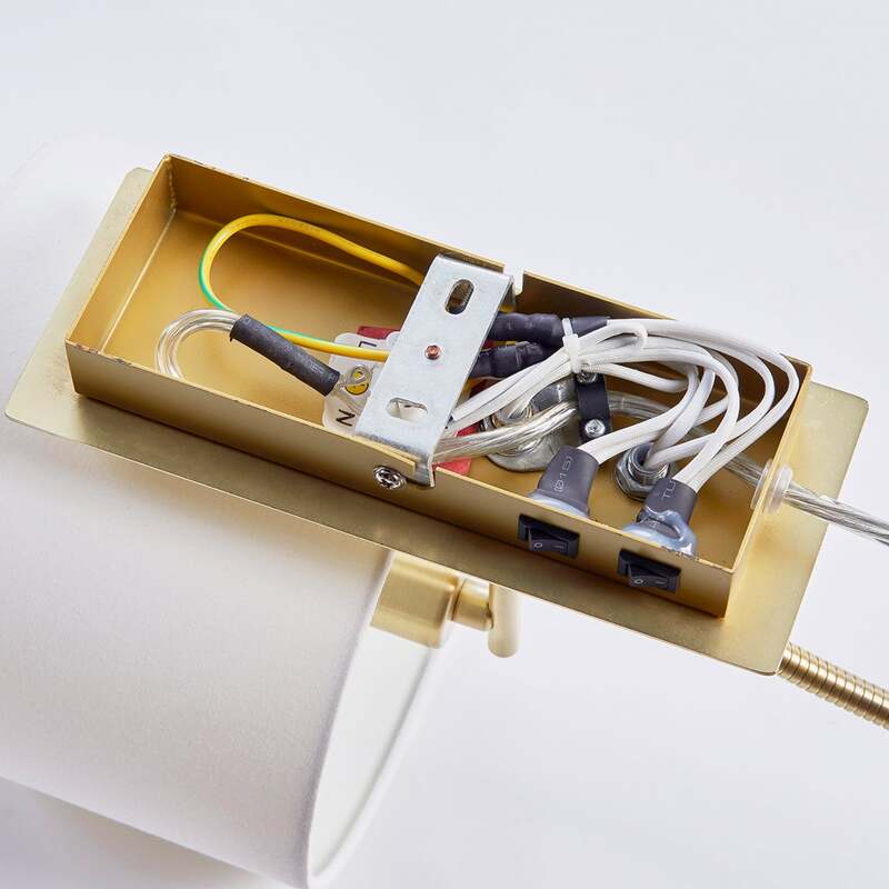 Lindby Wandlampe Leselampe Florens LED Wandleuchte Lampe messing weiß 18x24cm - 4251096521337