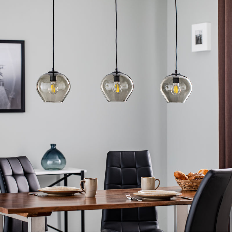 Hängelampe Svala 3-flammig LED Pendelleuchte dimmbar schwarz rauchgrau 104x24cm - 5902553230482
