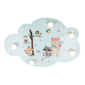 B-Ware ELOBRA Deckenleuchte Lampe Little Indians LED Wolke mintgrün 75x50cm Holz