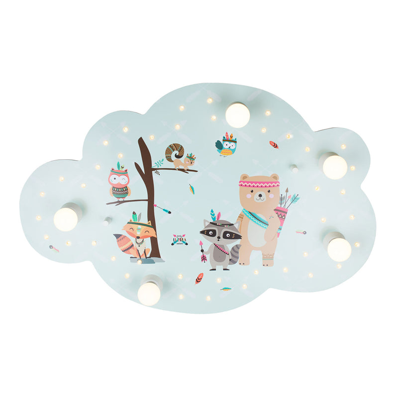 ELOBRA Deckenleuchte Lampe Little Indians LED Wolke mintgrün 75x50cm Holz - 4019698135747