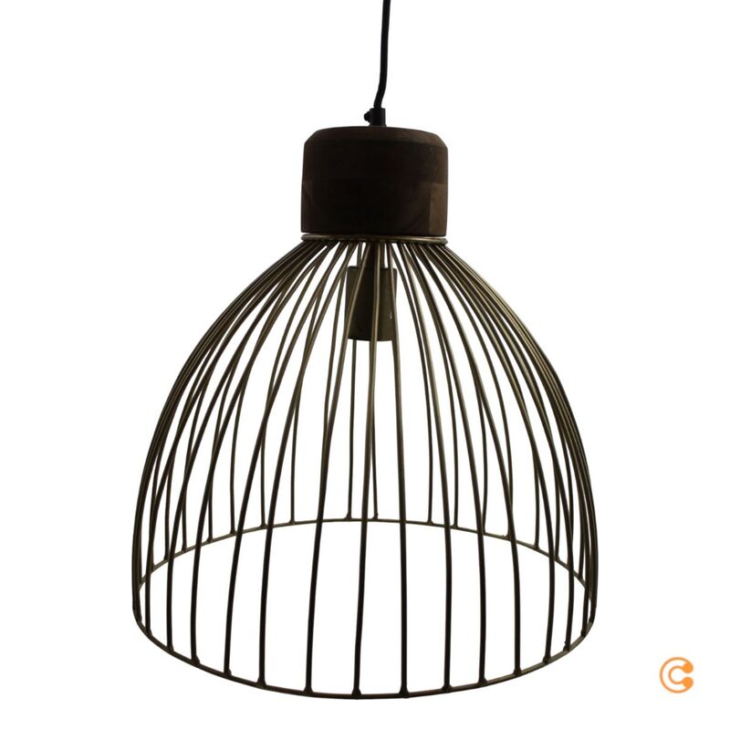 Lampe Hängeleuchte Alami Messing Mangoholz Leuchte 3-flg. - 4043689976125