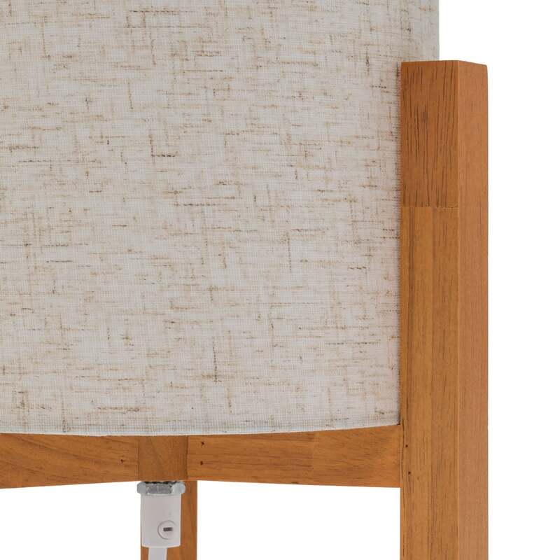Näve Tischleuchte 3193 Tischlampe Tischlicht Leuchte Holz Leinentextil Höhe 32cm - 4003222889466