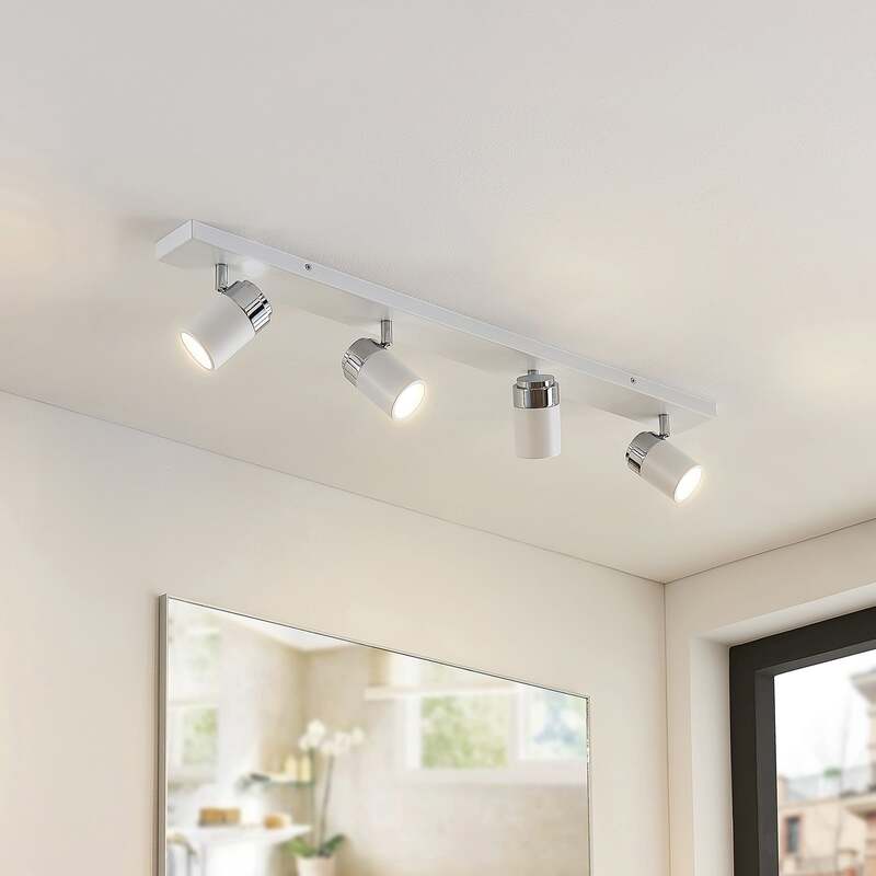 Lindby Deckenstrahler Strahler Kardo LED 4-flammig dimmbar IP44 chrom weiß 80cm - 4251096544374