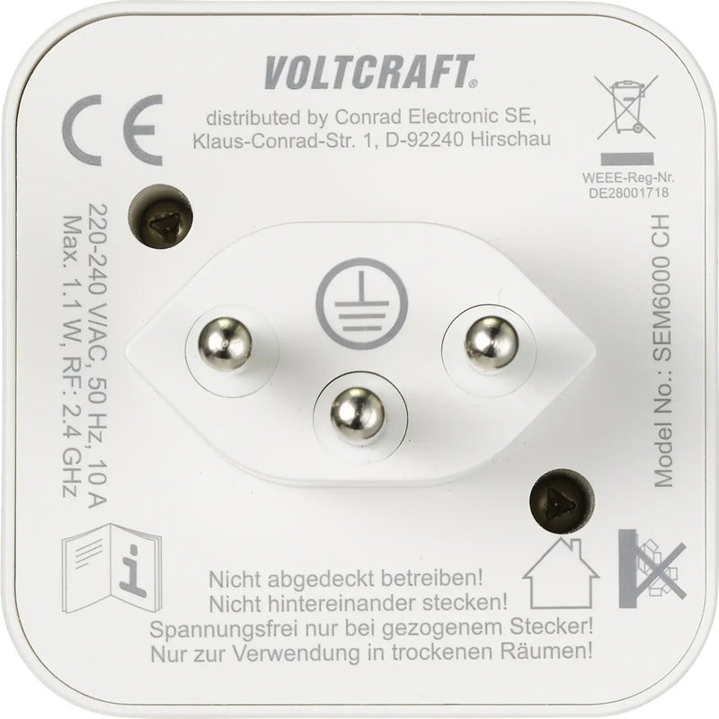 VOLTCRAFT SEM6500 CH Energiekosten-Messgerät inkl. Funksteckdose Datenexport - 4064161185507