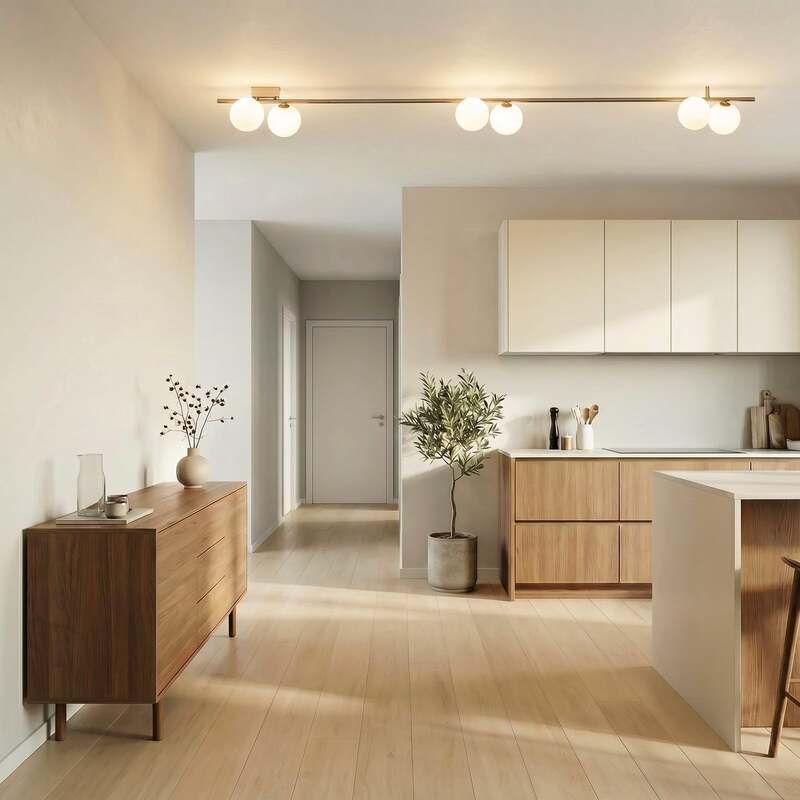 Deckenleuchte Imelo 6-flammig LED dimmbar braun Glas 200cm Leuchte Lampe - 5906135113323