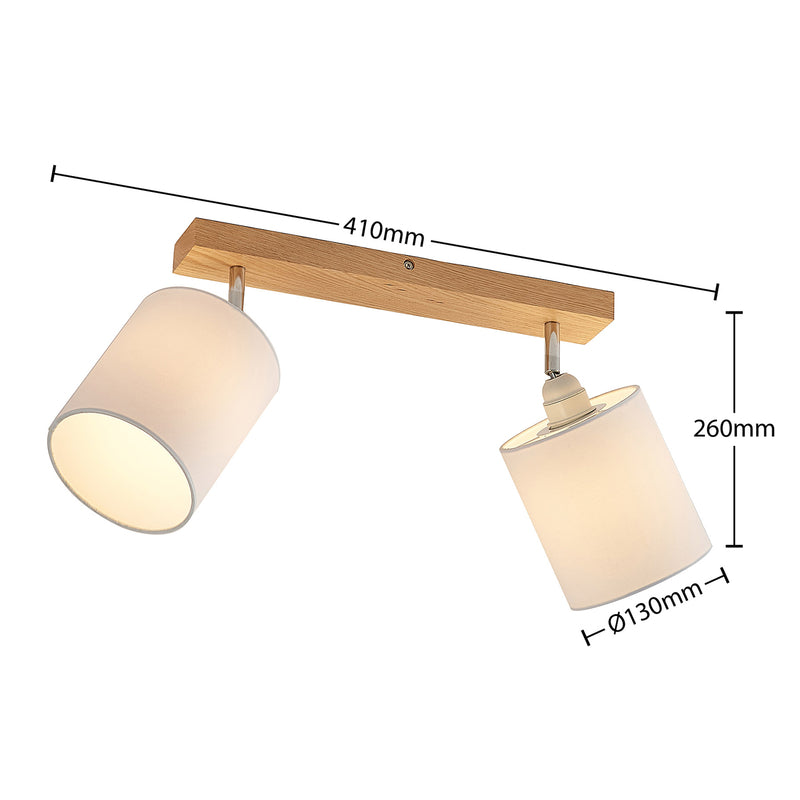 Lindby Deckenstrahler Strahler Imarin LED 2-flammig dimmbar Eiche weiß 41x13cm - 4251911728927