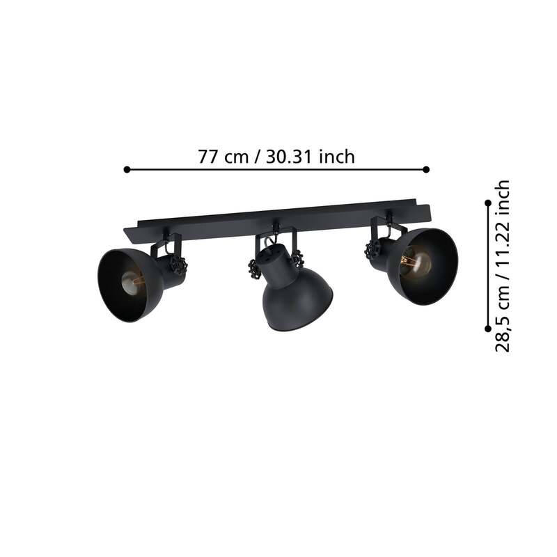 Eglo Deckenstrahler Barnstaple LED Strahler 3-flammig dimmbar schwarz Holz Stahl - 9002759434335