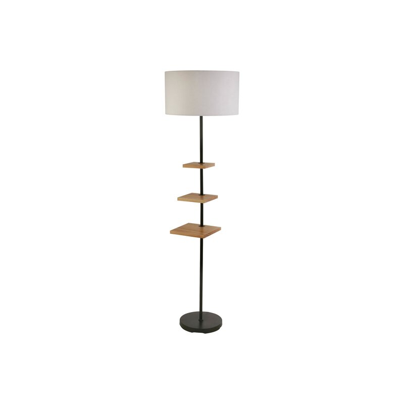 Searchlight Stehleuchte Standlampe Norfolk schwarz grau Stahl Textil Schalter - 5053423249148