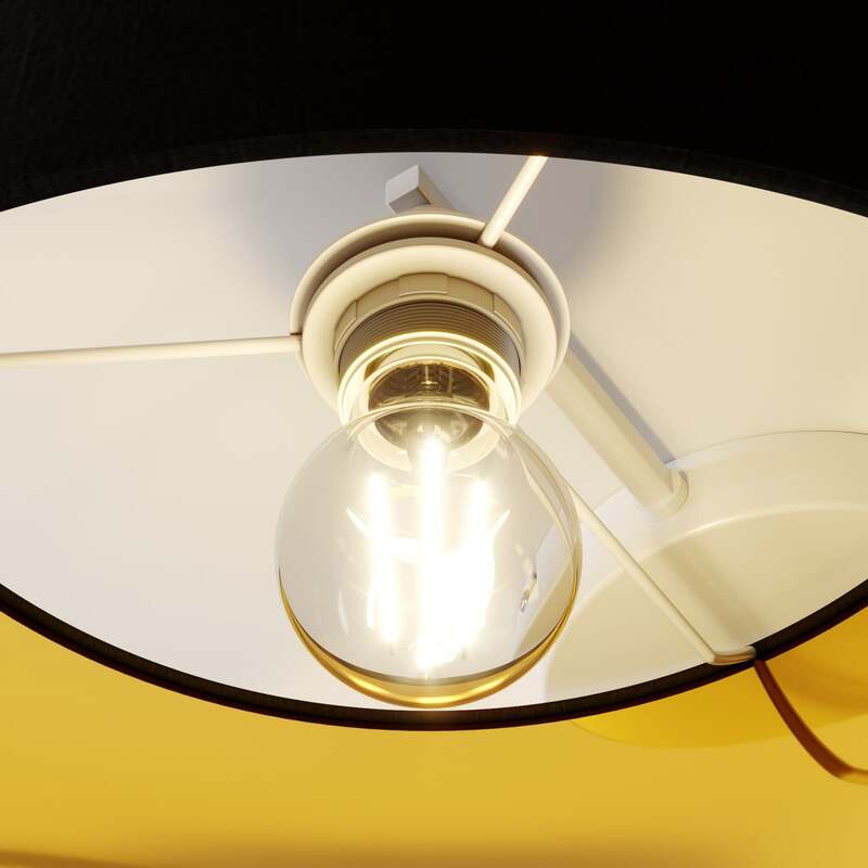 Lindby Deckenlampe Laurenz LED dimmbar 3-flg schwarz-gold Stoff Ø61cm 25,5cm - 4251096585162