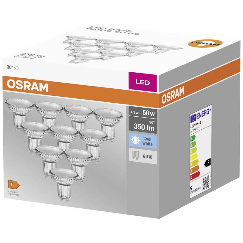 OSRAM LED Reflektor GU10 4.3W 50W neutralweiß 10er Set PAR16 4000K 36° - 4058075036703