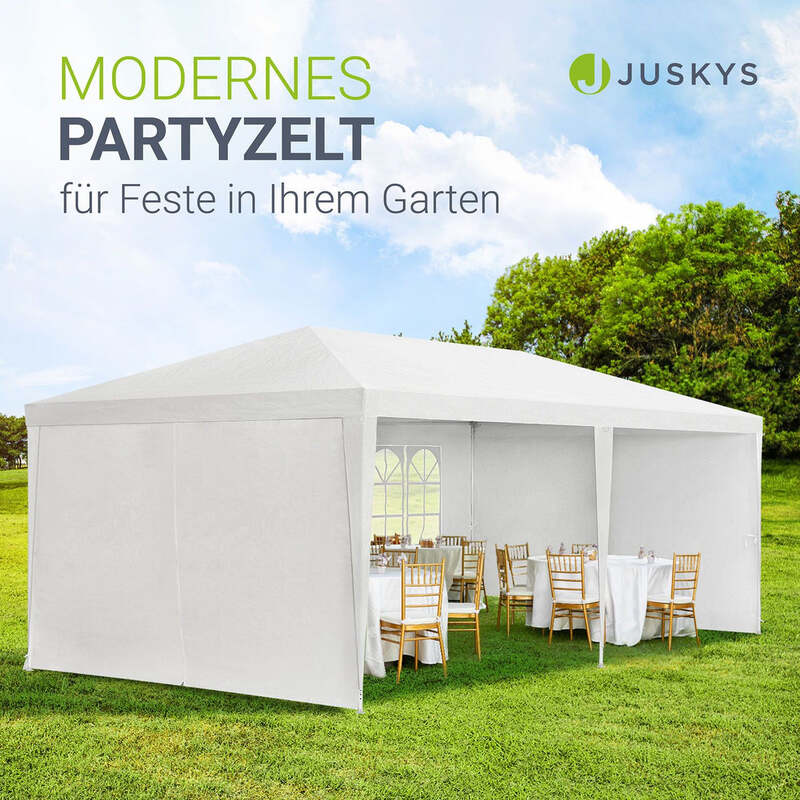 Party-Pavillon 3x6m Gartenzelt Festzelt mit Seitenteilen und Zubehör weiß 3x6 m - 4260304767696