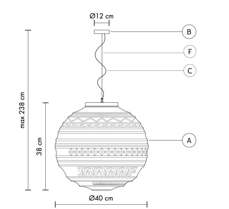 Karman Hängeleuchte Braille Pendelleuchte Lampe Designerleuchte 40 cm E27 W197 - 8032956311956