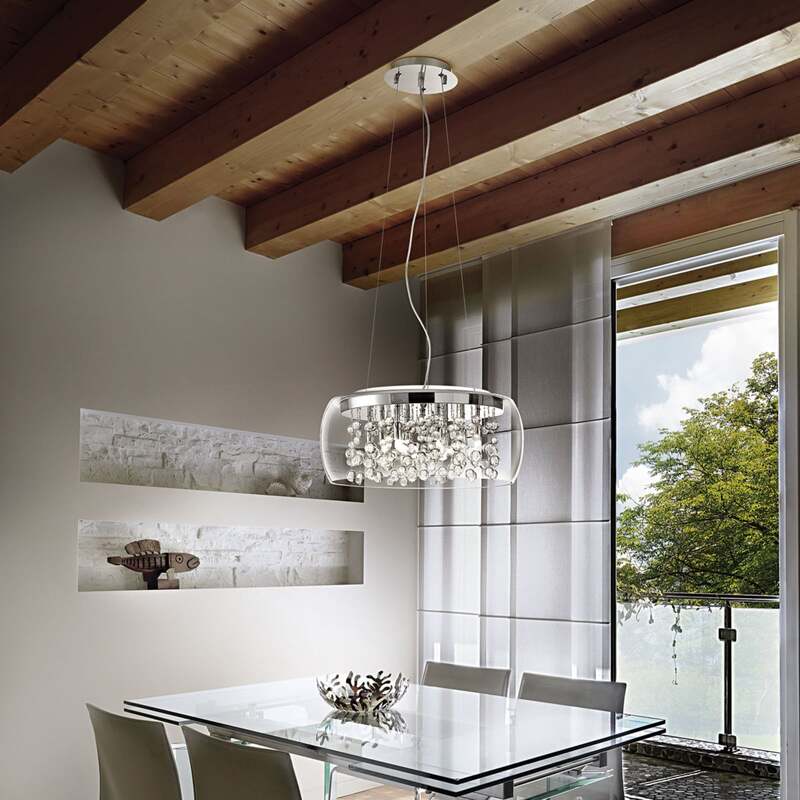 Ideallux Pendelleuchte Hängeleuchte Audi LED Lampe dimmbar transparent chrom - 8021696031750