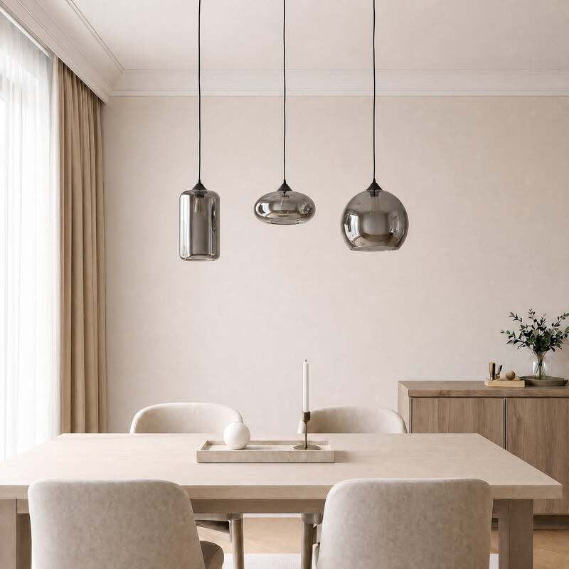 Lindby Pendelleuchte Hängeleuchte Marla LED Lampe 3-flg. dimmbar rauchgrau 102cm - 4251096569766