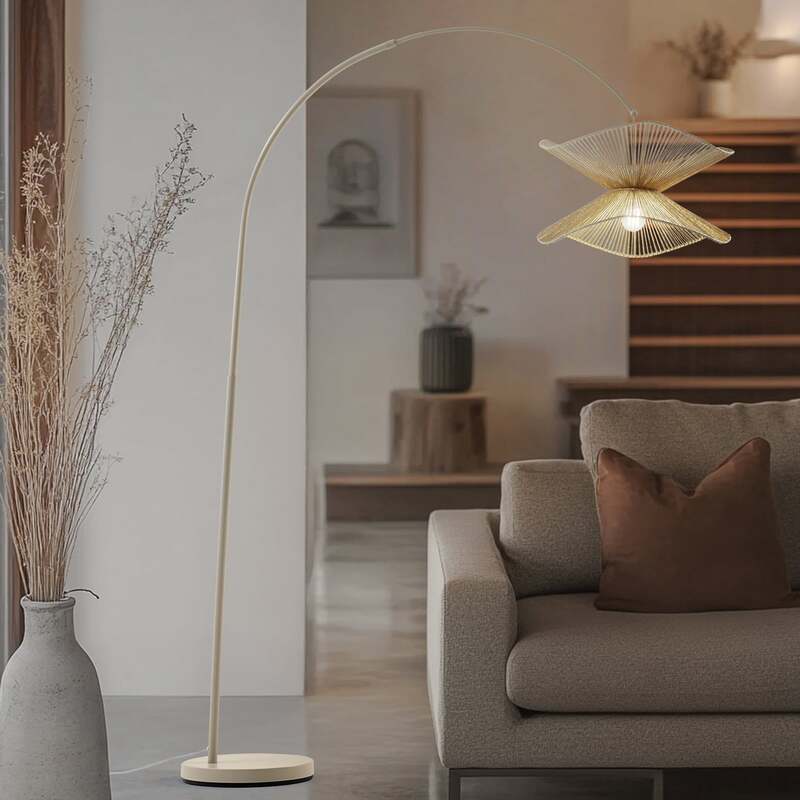 Lindby Bogenleuchte Stehlampe Valdorin beige Papier 195 cm IP20 Lampe 3 STÜCK - 4251911797015