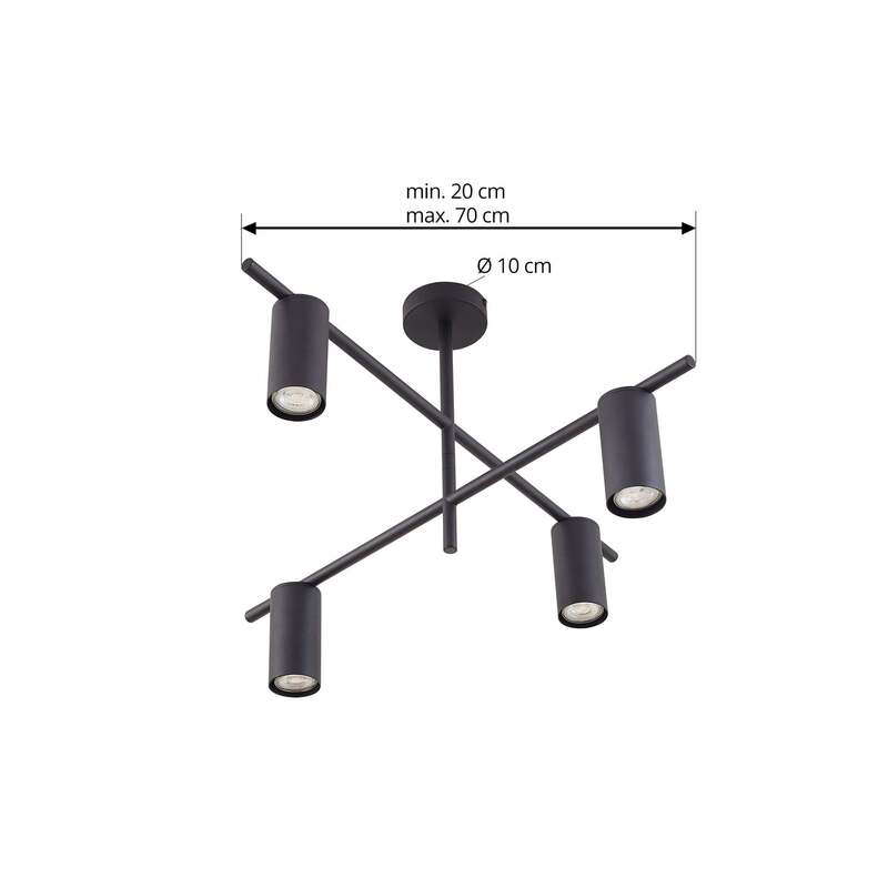 Lindby Marilou Deckenleuchte schwarz 4-flammig Ø 70cm dimmbar 10W GU10 - 4251911792171