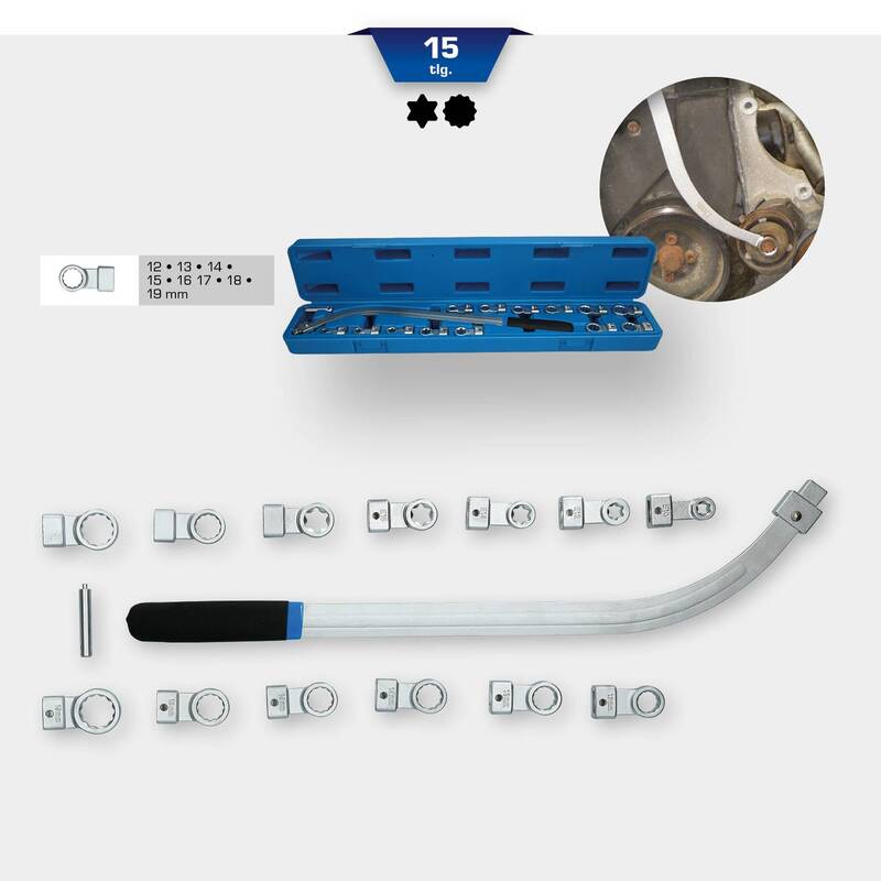 Brilliant Tools Keilriemen-Schlüssel-Satz 15-tlg Spannrollen Werkzeug 46cm 1510g - 4042146779507