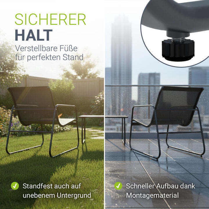 Gartenmöbelset Genua 4-teilig Sitzgruppe wetterfest mit Tisch und Bank anthrazit - 4262437186795