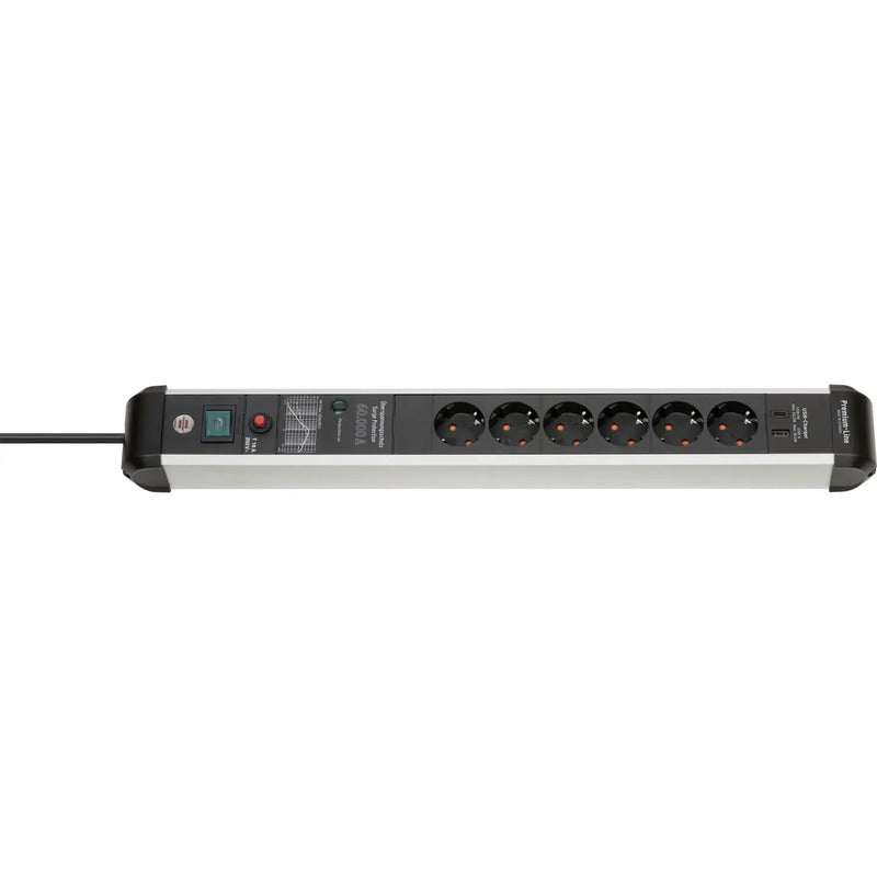 Brennenstuhl 1391010620 Überspannungsschutz-Steckdosenleiste 6-fach 3m USB Ty... - 4007123677078
