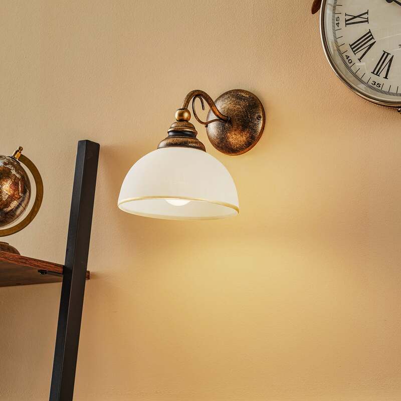Casale Wandleuchte Wandlampe Glas Metall altmessing dimmbar E27 LED Leuchte - 5905962011789