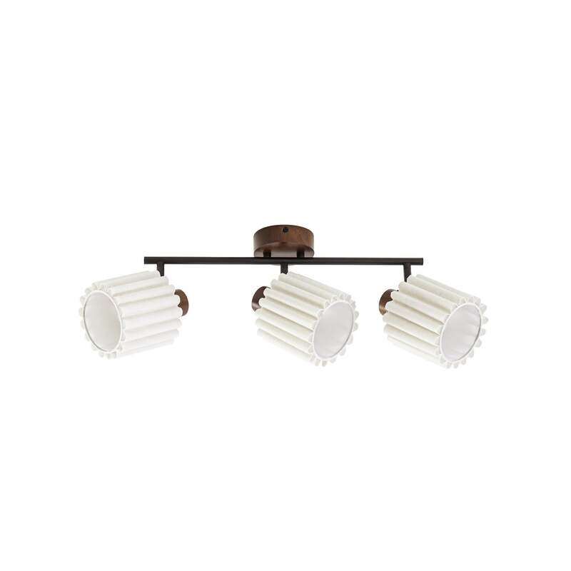 Lindby Deckenstrahler Shiloh LED dimmbar 3-flammig Holz walnuss beige 52x24,5cm - 0000010052835